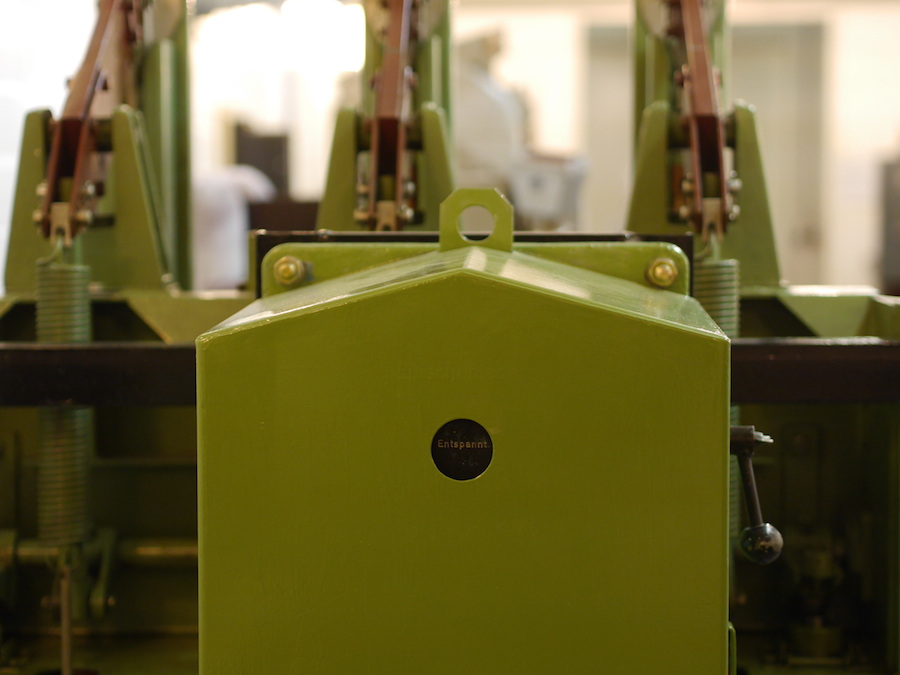 Vintage power plant machine with contact microphones attached to its housing